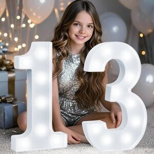 LED Light Up Number 13 - White